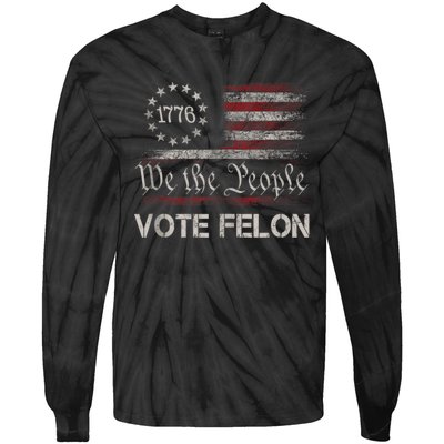 Vote Felon Trump 2024 45 And 47 Funny Vote For The Felon Tie-Dye Long Sleeve Shirt