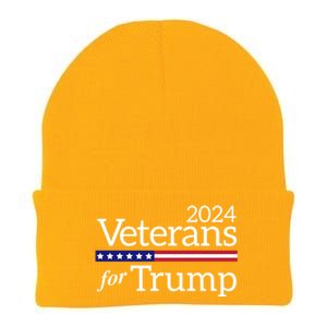 Veterans For Trump 2024 Conservative Republican Trump 2024 Cool Gift Knit Cap Winter Beanie