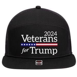 Veterans For Trump 2024 Conservative Republican Trump 2024 Cool Gift 7 Panel Mesh Trucker Snapback Hat