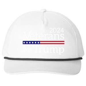 Veterans For Trump 2024 Conservative Republican Trump 2024 Cool Gift Snapback Five-Panel Rope Hat