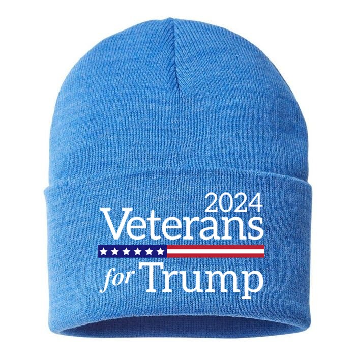 Veterans For Trump 2024 Conservative Republican Trump 2024 Cool Gift Sustainable Knit Beanie