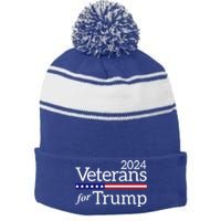 Veterans For Trump 2024 Conservative Republican Trump 2024 Cool Gift Stripe Pom Pom Beanie