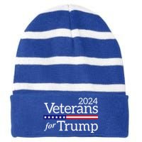 Veterans For Trump 2024 Conservative Republican Trump 2024 Cool Gift Striped Beanie with Solid Band