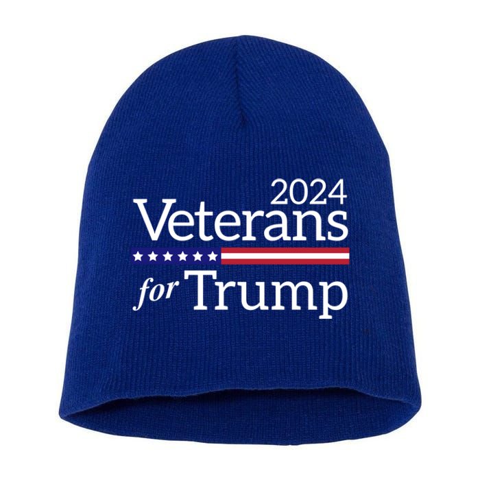 Veterans For Trump 2024 Conservative Republican Trump 2024 Cool Gift Short Acrylic Beanie