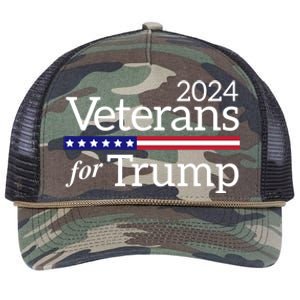 Veterans For Trump 2024 Conservative Republican Trump 2024 Cool Gift Retro Rope Trucker Hat Cap