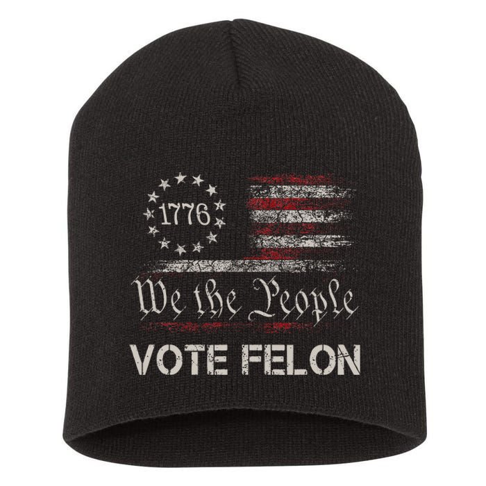 Vote Felon Trump 2024 45 And 47 Vote For The Felon Short Acrylic Beanie