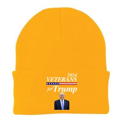 Veterans For Trump 2024 Conservative Republican Trump 2024 Gift Knit Cap Winter Beanie