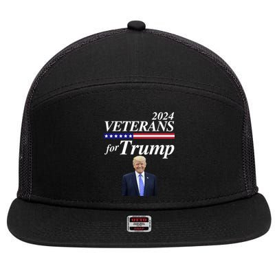 Veterans For Trump 2024 Conservative Republican Trump 2024 Gift 7 Panel Mesh Trucker Snapback Hat