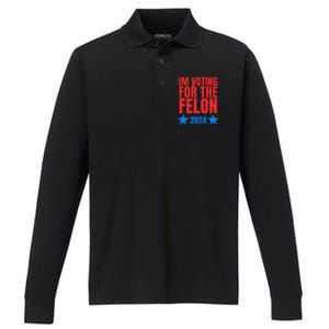 Voting For The Felon Trump 2024 Political Performance Long Sleeve Polo