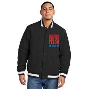 Voting For The Felon Trump 2024 Political Insulated Varsity Jacket