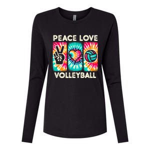 Volleyball For Teens Women Girls Peace Love Volleyball Womens Cotton Relaxed Long Sleeve T-Shirt