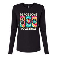 Volleyball For Teens Women Girls Peace Love Volleyball Womens Cotton Relaxed Long Sleeve T-Shirt