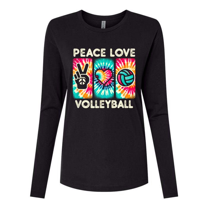 Volleyball For Teens Women Girls Peace Love Volleyball Womens Cotton Relaxed Long Sleeve T-Shirt