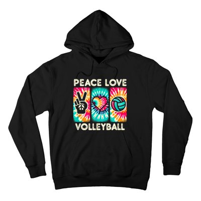 Volleyball For Teens Women Girls Peace Love Volleyball Hoodie