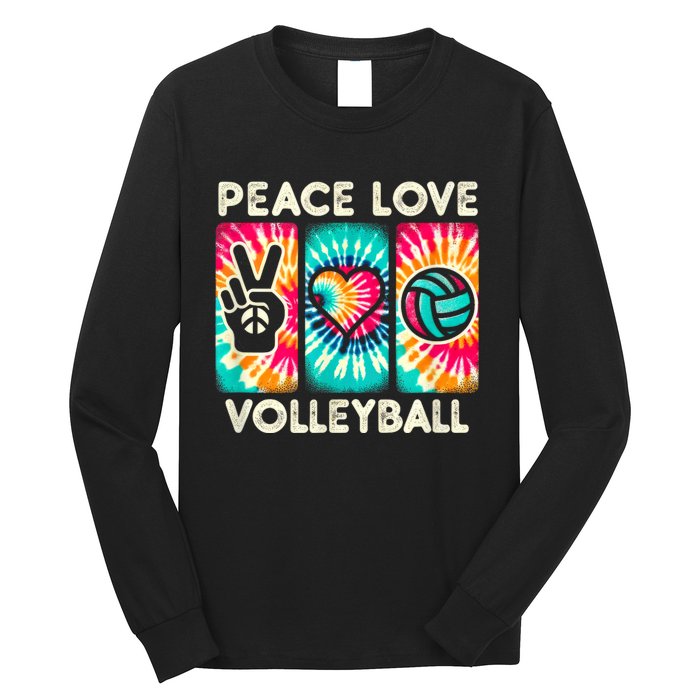 Volleyball For Teens Women Girls Peace Love Volleyball Long Sleeve Shirt