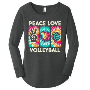 Volleyball For Teens Women Girls Peace Love Volleyball Women's Perfect Tri Tunic Long Sleeve Shirt