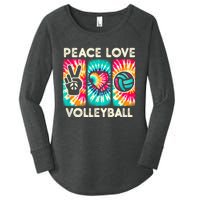 Volleyball For Teens Women Girls Peace Love Volleyball Women's Perfect Tri Tunic Long Sleeve Shirt