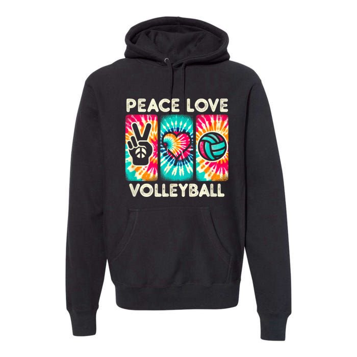 Volleyball For Teens Women Girls Peace Love Volleyball Premium Hoodie