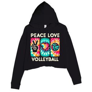 Volleyball For Teens Women Girls Peace Love Volleyball Crop Fleece Hoodie