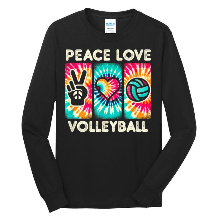 Volleyball For Teens Women Girls Peace Love Volleyball Tall Long Sleeve T-Shirt