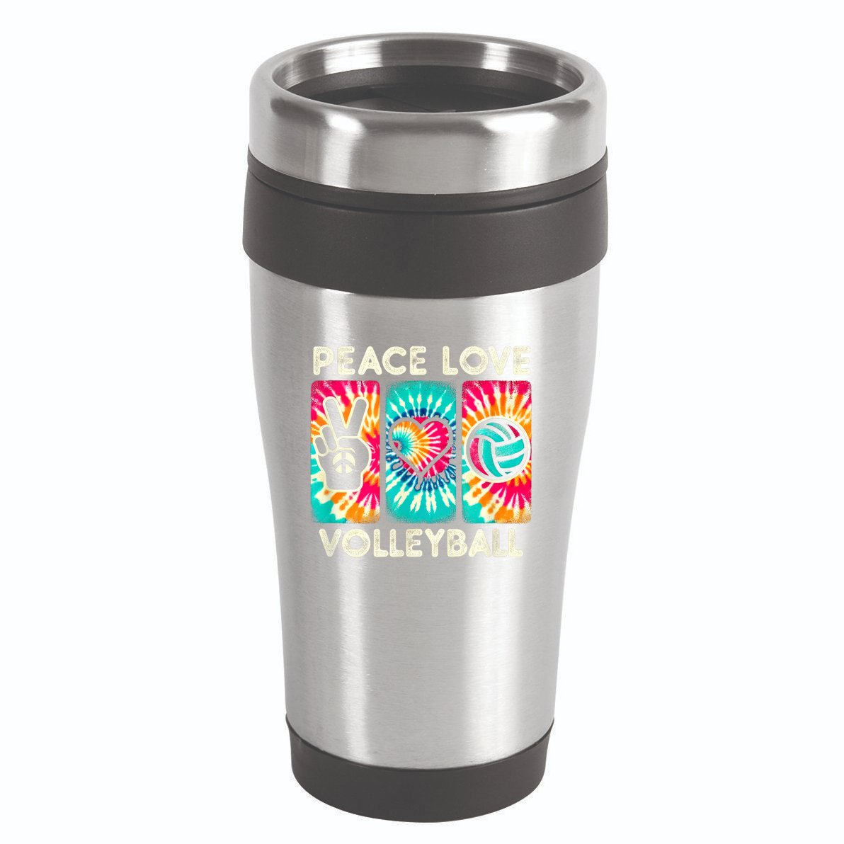 Volleyball For Teens Women Girls Peace Love Volleyball 16oz Travel Tumbler