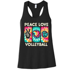 Volleyball For Teens Women Girls Peace Love Volleyball Women's Racerback Tank