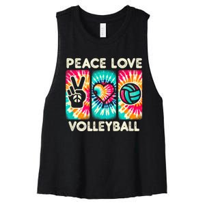 Volleyball For Teens Women Girls Peace Love Volleyball Women's Racerback Cropped Tank