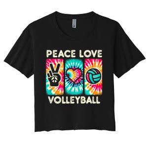 Volleyball For Teens Women Girls Peace Love Volleyball Women's Crop Top Tee