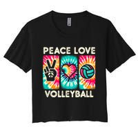 Volleyball For Teens Women Girls Peace Love Volleyball Women's Crop Top Tee