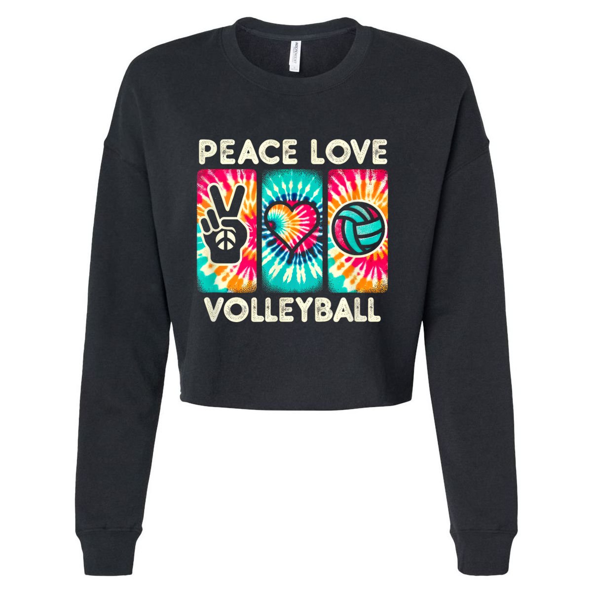 Volleyball For Teens Women Girls Peace Love Volleyball Cropped Pullover Crew
