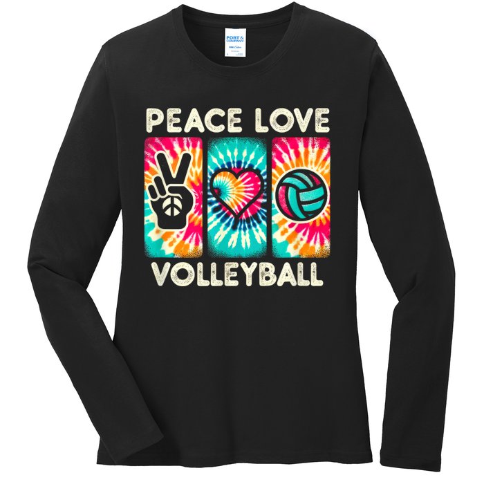 Volleyball For Teens Women Girls Peace Love Volleyball Ladies Long Sleeve Shirt