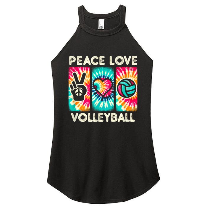 Volleyball For Teens Women Girls Peace Love Volleyball Women's Perfect Tri Rocker Tank