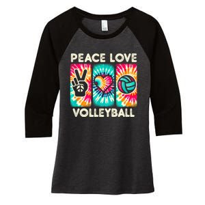 Volleyball For Teens Women Girls Peace Love Volleyball Women's Tri-Blend 3/4-Sleeve Raglan Shirt