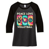 Volleyball For Teens Women Girls Peace Love Volleyball Women's Tri-Blend 3/4-Sleeve Raglan Shirt