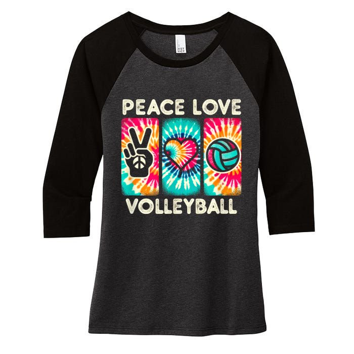 Volleyball For Teens Women Girls Peace Love Volleyball Women's Tri-Blend 3/4-Sleeve Raglan Shirt