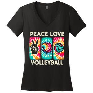 Volleyball For Teens Women Girls Peace Love Volleyball Women's V-Neck T-Shirt