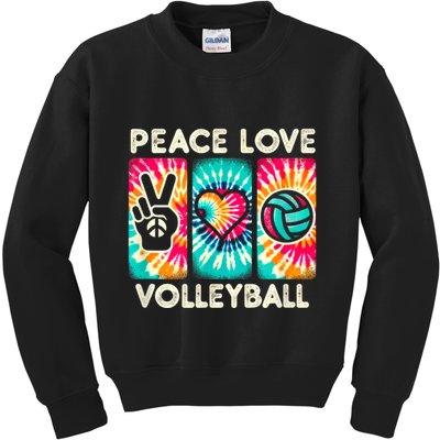 Volleyball For Teens Women Girls Peace Love Volleyball Kids Sweatshirt