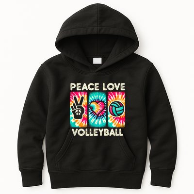 Volleyball For Teens Women Girls Peace Love Volleyball Kids Hoodie