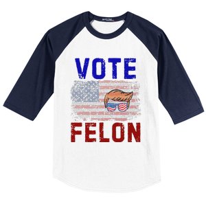 Vote Felon Trump 2024 45 And 47 Vote For The Felon Baseball Sleeve Shirt