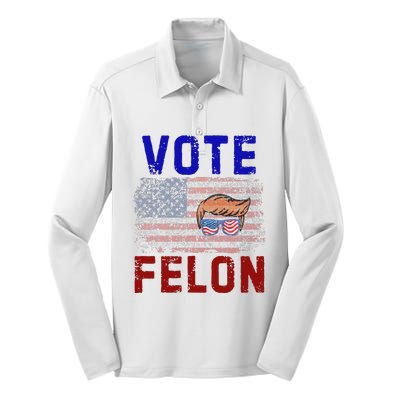 Vote Felon Trump 2024 45 And 47 Vote For The Felon Silk Touch Performance Long Sleeve Polo