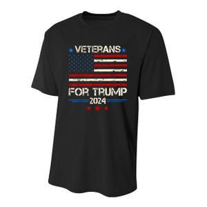 Veterans For Trump American Flag Army Support Donald Trump Youth Performance Sprint T-Shirt