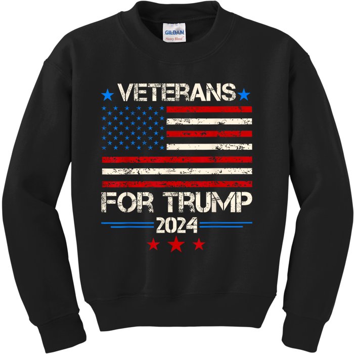 Veterans For Trump American Flag Army Support Donald Trump Kids Sweatshirt