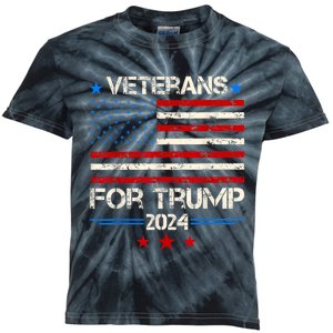 Veterans For Trump American Flag Army Support Donald Trump Kids Tie-Dye T-Shirt