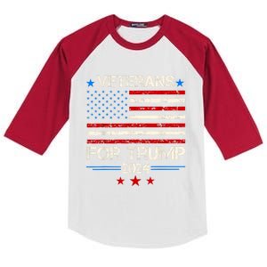 Veterans For Trump American Flag Army Support Donald Trump Kids Colorblock Raglan Jersey