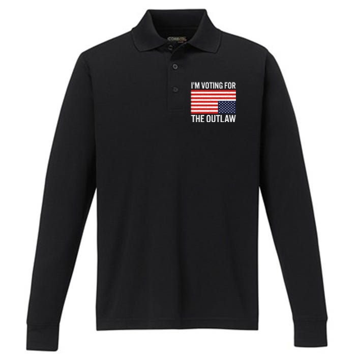 Voting For The Outlaw Bold Political Statement Performance Long Sleeve Polo