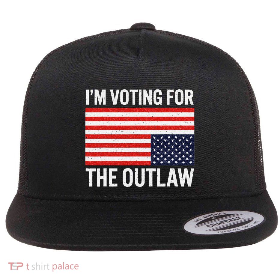 Voting For The Outlaw Bold Political Statement Flat Bill Trucker Hat