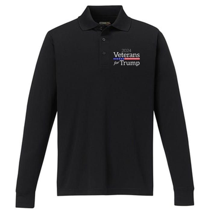 Veterans For Trump 2024 Conservative Republican Trump 2024 Performance Long Sleeve Polo