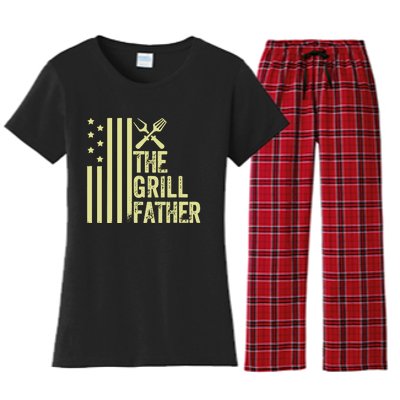 Vintage Funny The Grillfather Grill Fathers Vintage Women's Flannel Pajama Set