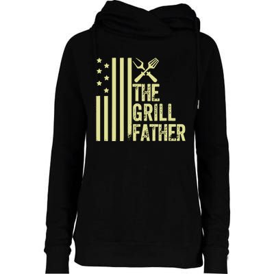 Vintage Funny The Grillfather Grill Fathers Vintage Womens Funnel Neck Pullover Hood