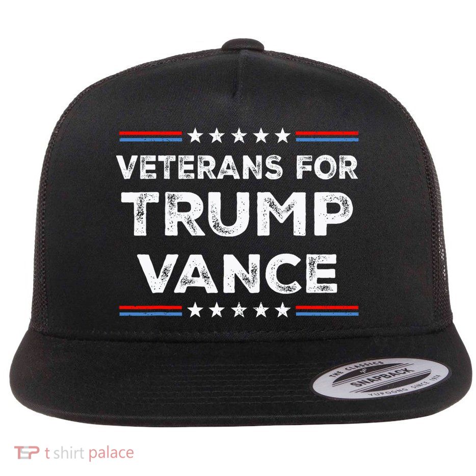 Veterans For Trump Vance President Election Campaign Flat Bill Trucker Hat